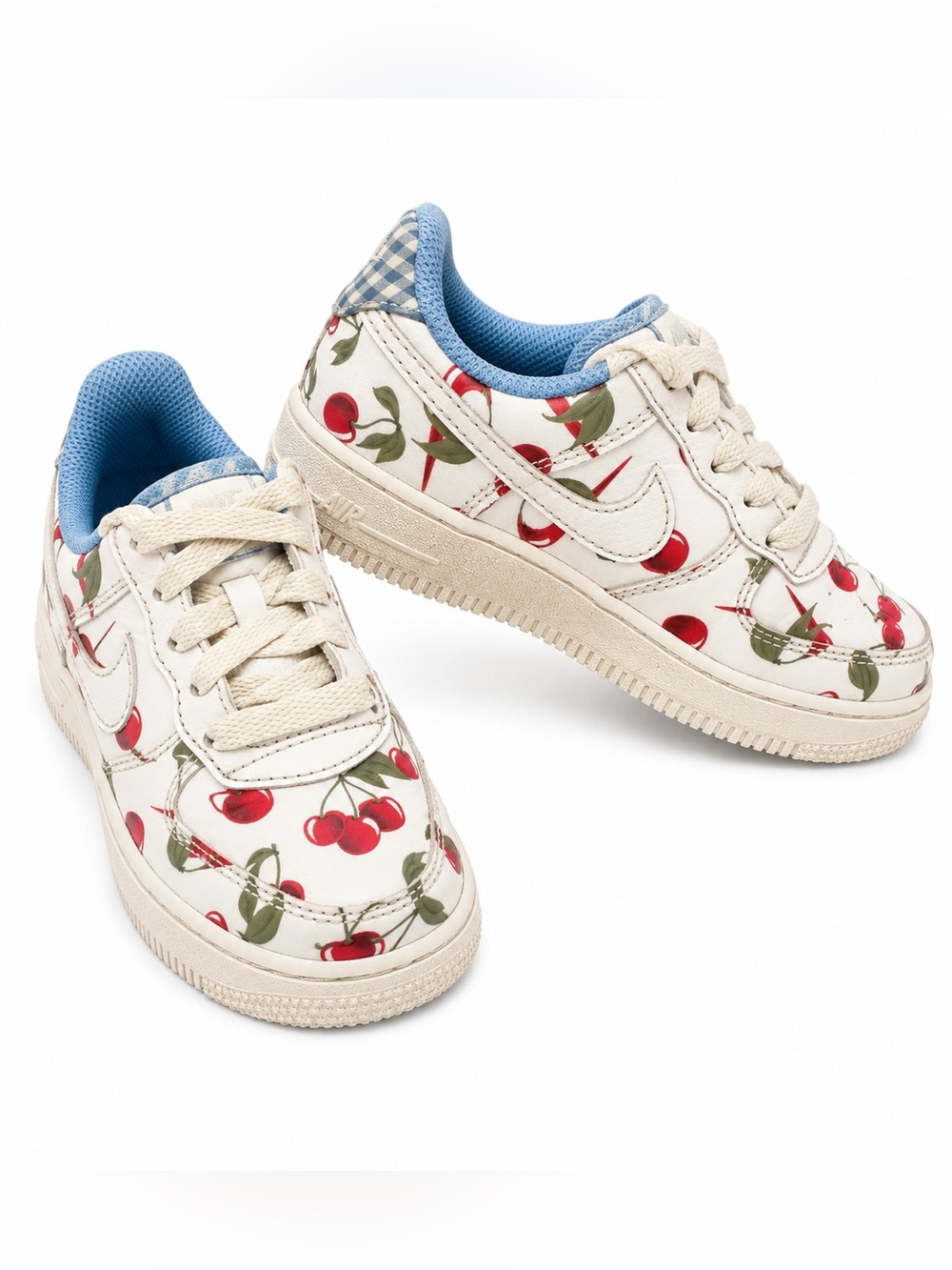 Nike Air Force 1 Kids Cherry-Print Sneakers - Cream/Red/Blue